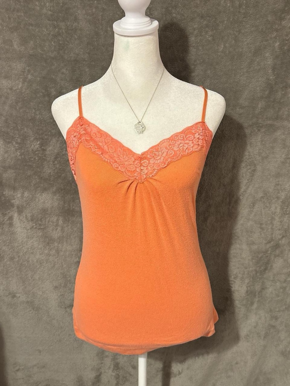 Y2k Orange Fairy Core Worthington Tank Top with Lace Trim